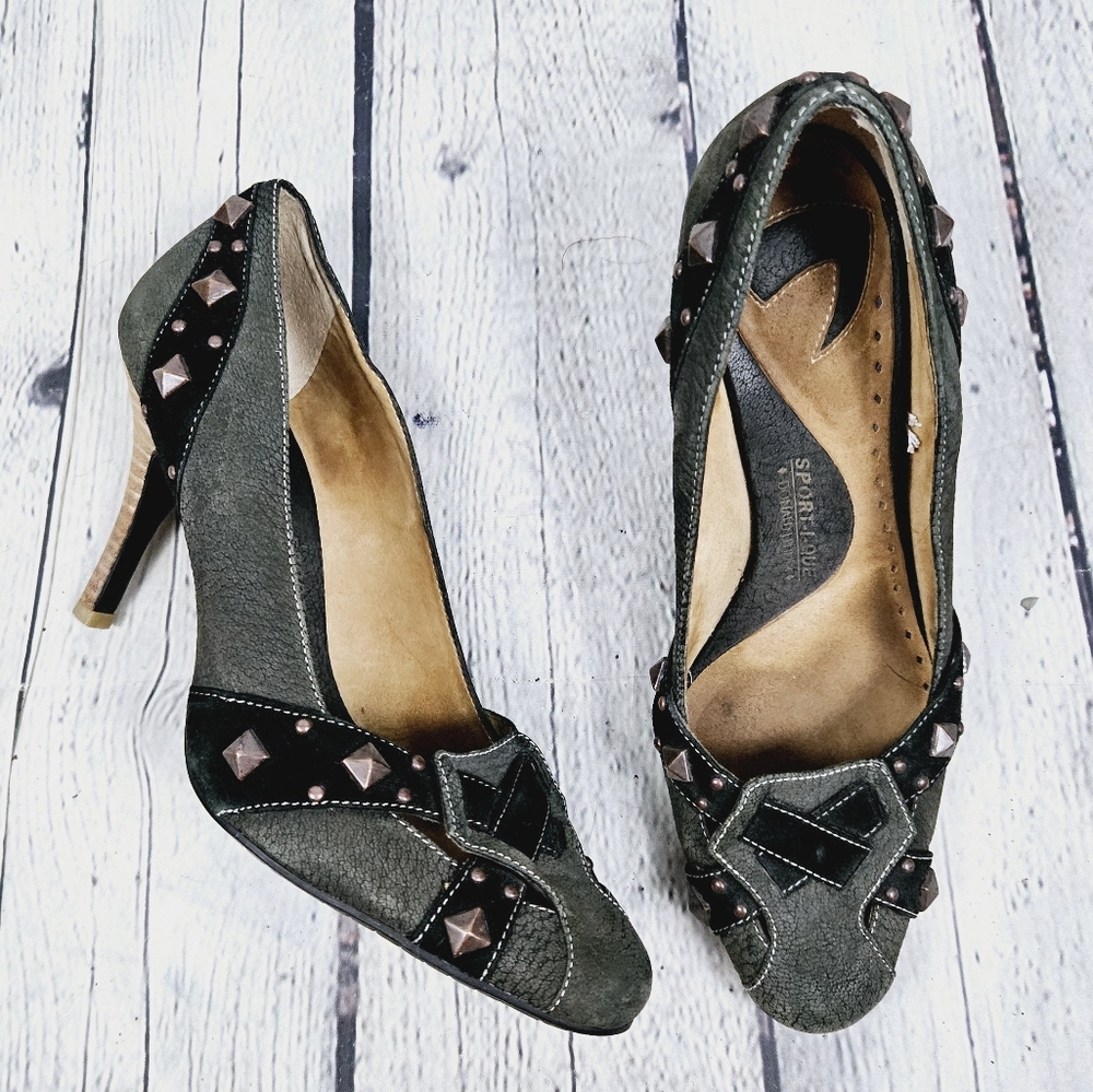 𝅺DONALD J PLINER | Sport-I-Que Beatrice slipon rock stud high heel shoes
